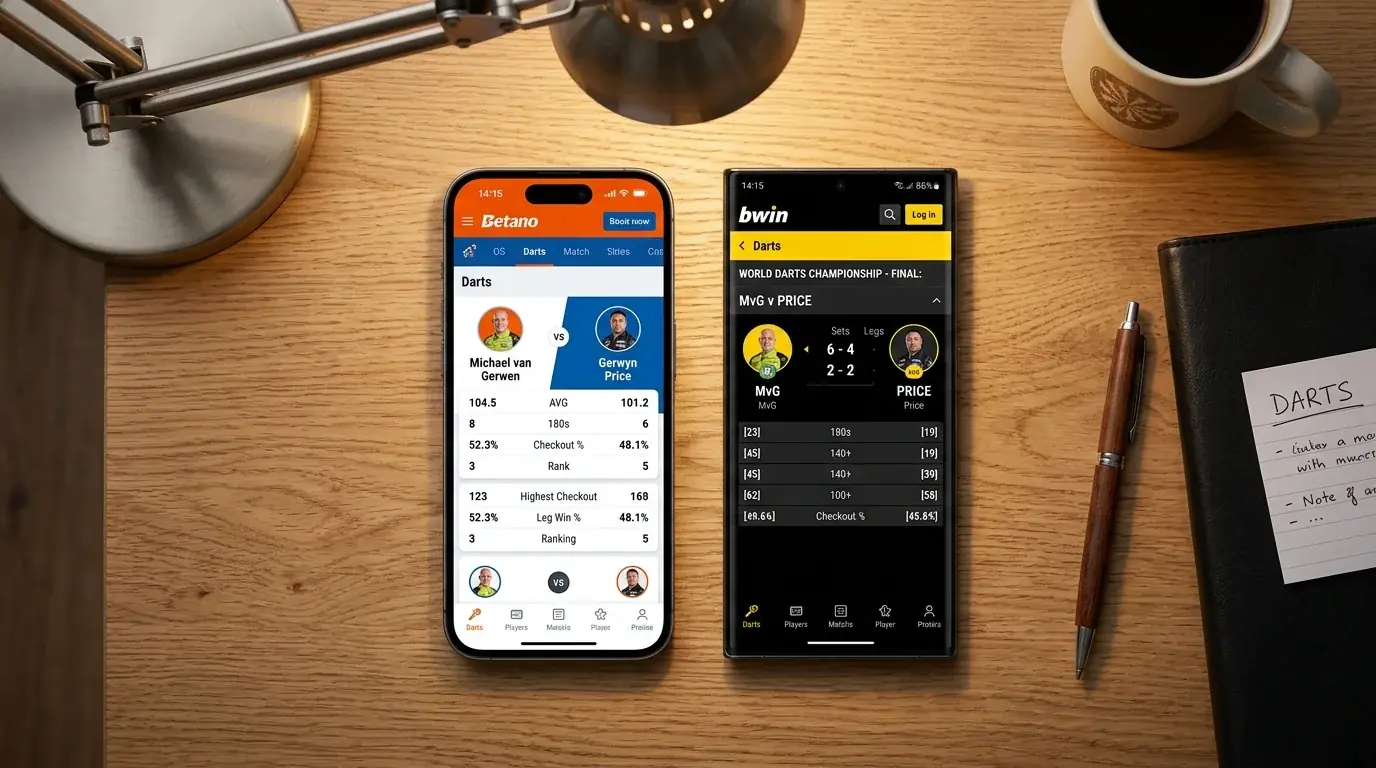 Betano и Bwin дартс залози сравнение — пазари, коефициенти и mobile UX