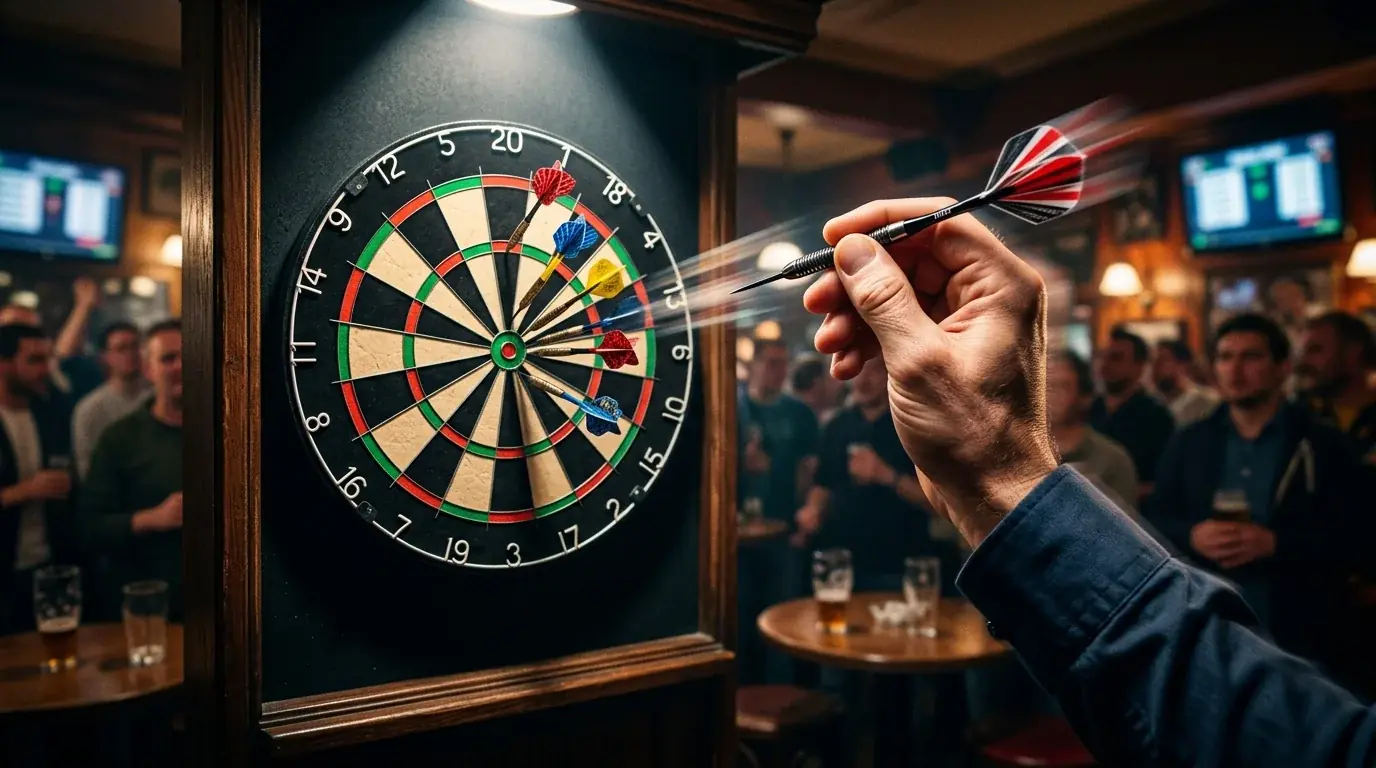 Дартс стрела завършва максимален checkout 170 на двойна 20