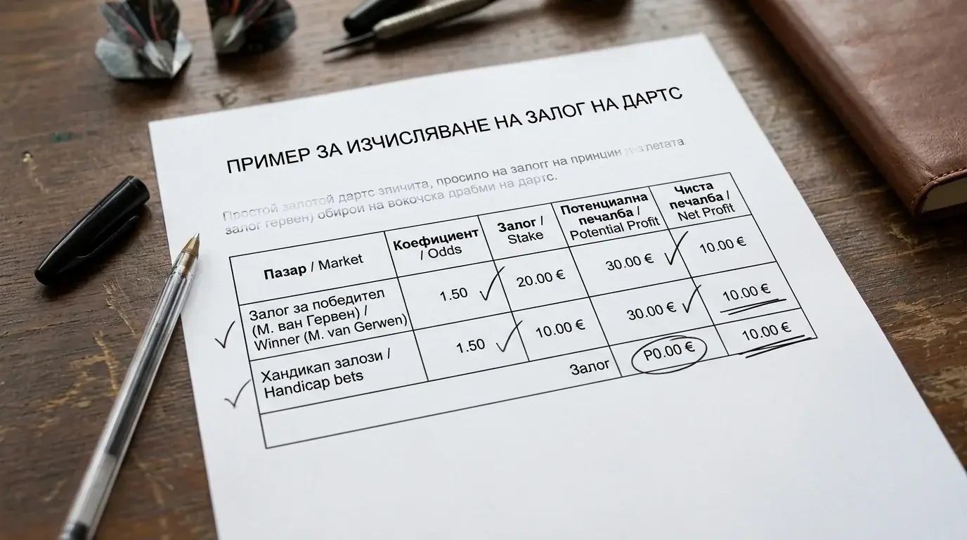 Примерен сценарий с изчисления за дартс залози