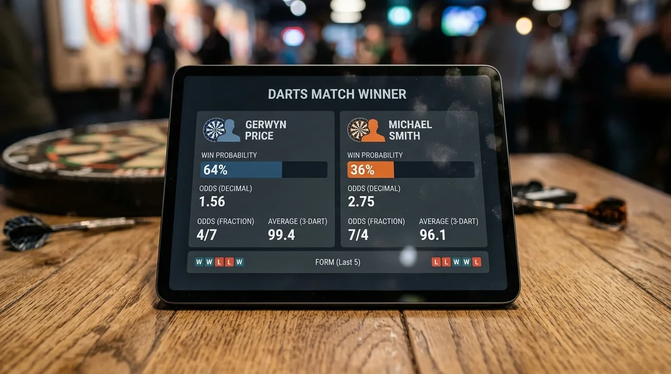 Таблица с коефициенти за дартс match winner залог — фаворит срещу аутсайдер
