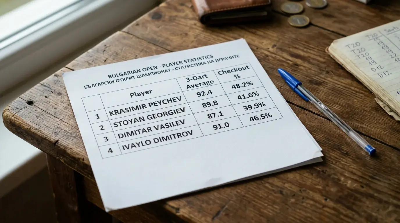 Статистически профил — 3-dart average и checkout% анализ