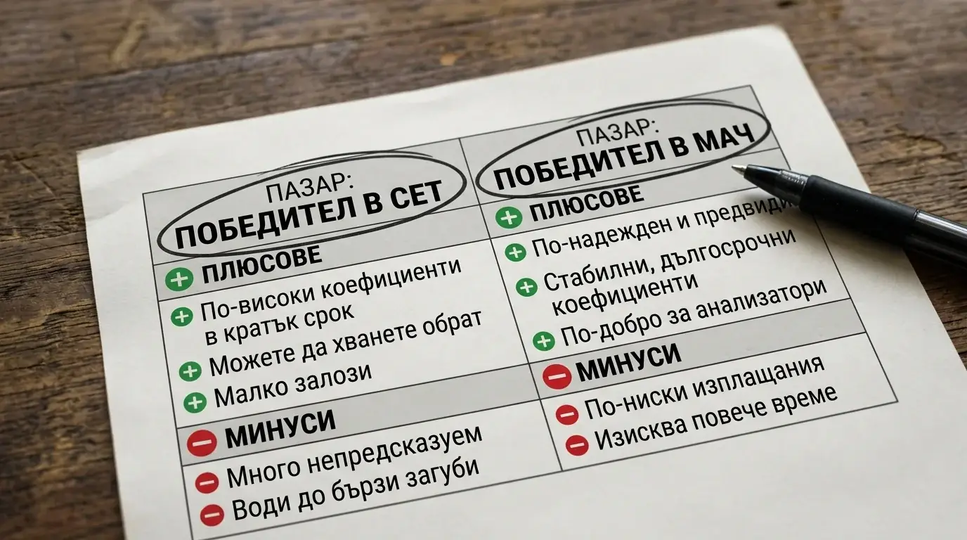 Сравнение set betting срещу match winner при дартс